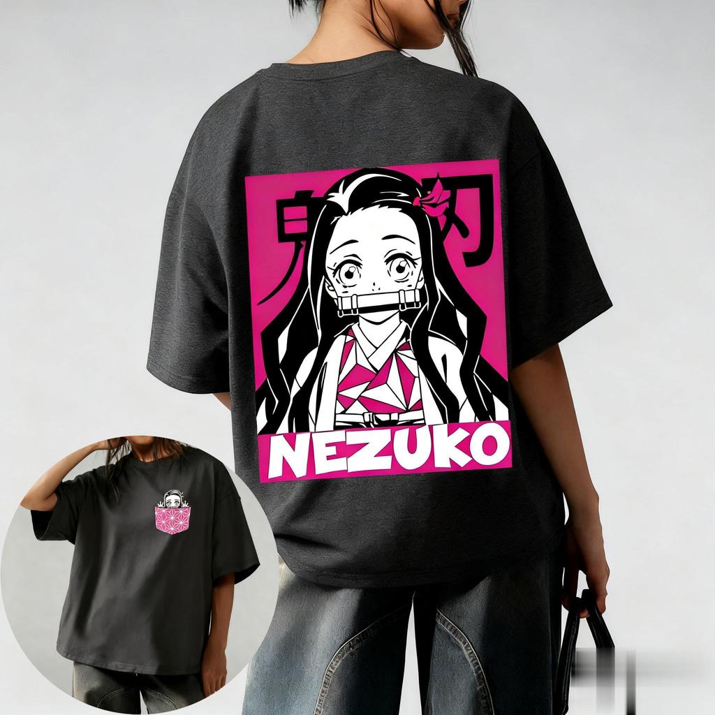 2026 Unisex Demon Slayer Nezuko Kamado Anime T Shirt Women Unisex Short Sleeve Tee Graphic Print Casual Streetwear Summer Trendy