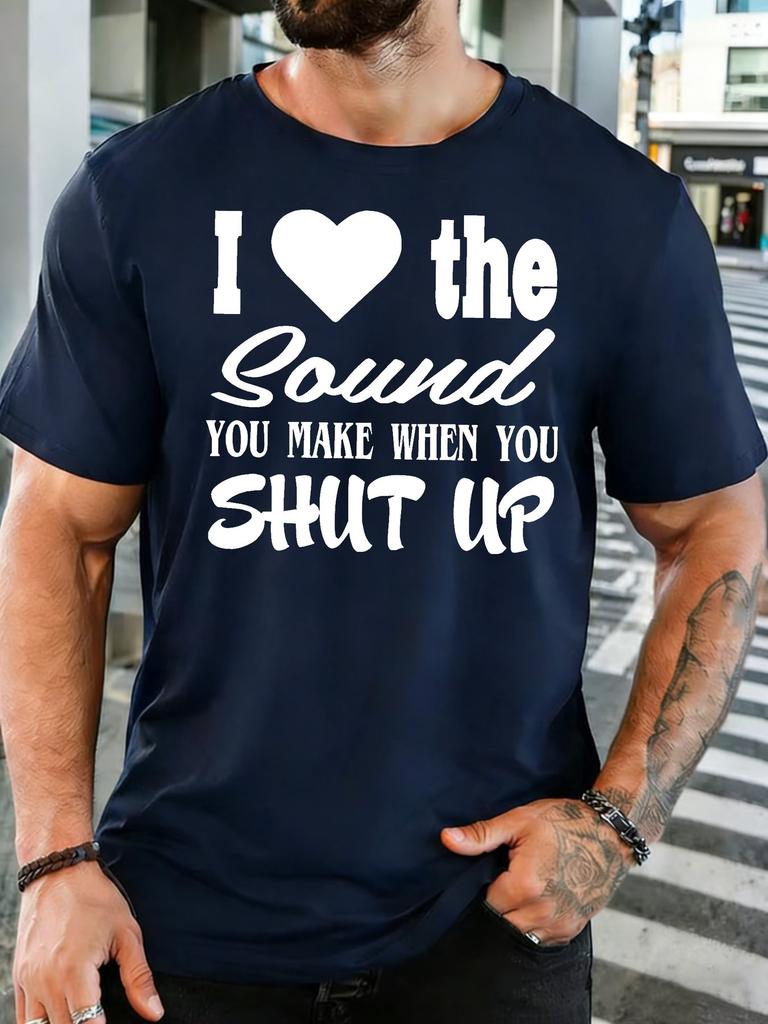 Unisex Crew Neck Tee Funny Heart Slogan Letter Text Print Short Sleeve Top Summer Loose Soft Breathable Casual Basic Daily Outfit
