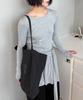 RONRON Drop Waist Frill Long Sleeve Gray