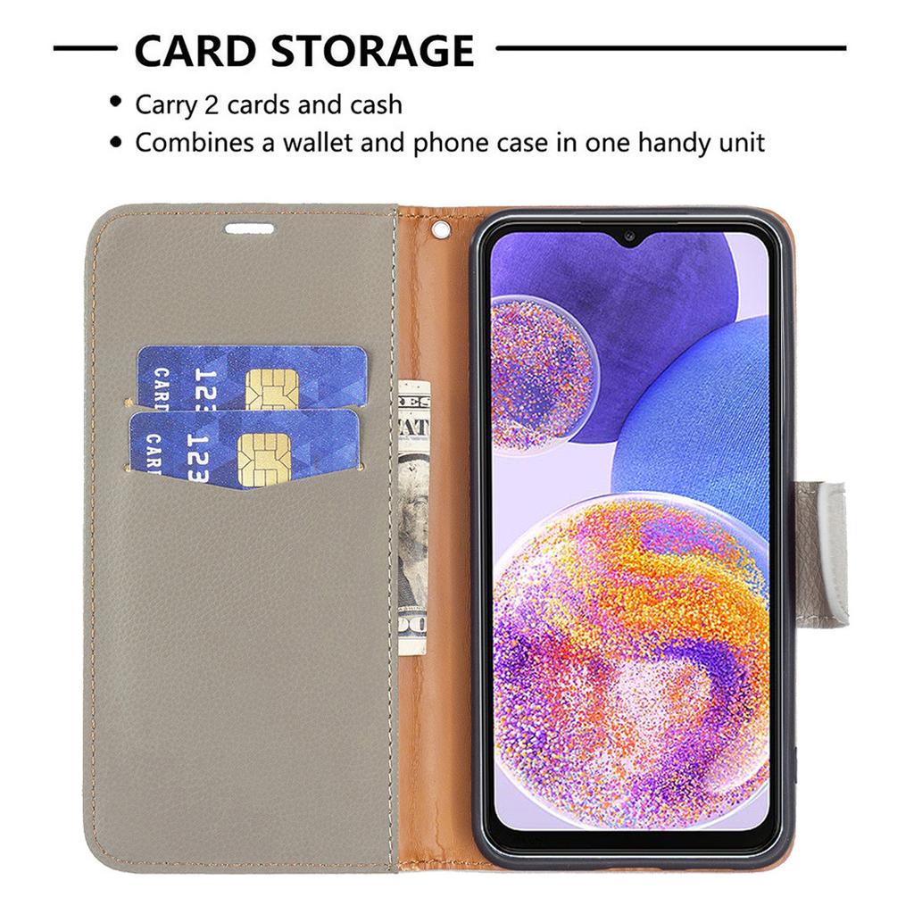 Geeignet für Samsung M53 Handy-Lederhülle A03S einfarbig Lychee-Muster Karten-Schutzhülle S21FE Handschlaufe Halterung