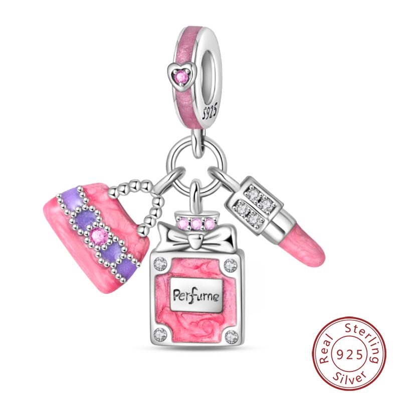 100% Copper Cute Little Bear Butterfly Flamingo Charms Beads Rose Princess Pendants Fit Diy Bracelets Jewelry Gifts