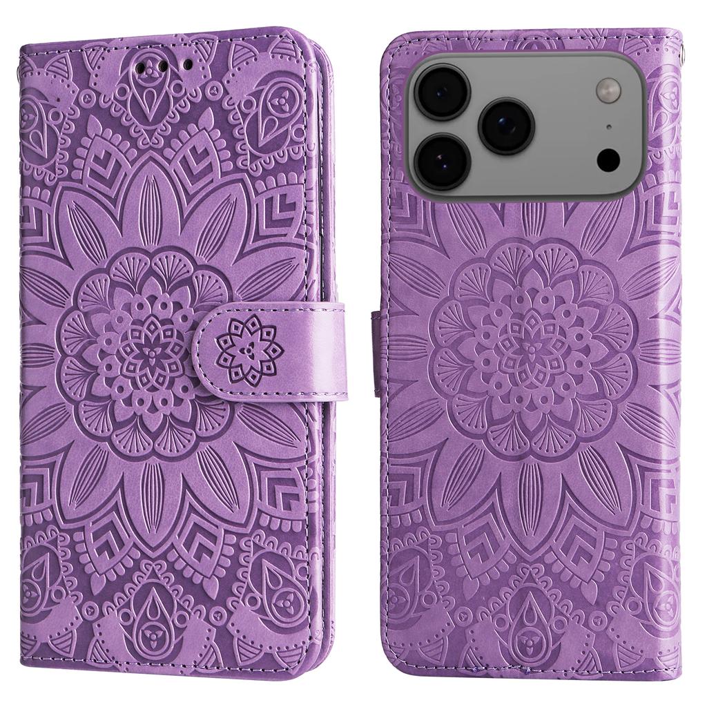 For iPhone 17 Pro Max Case Sunflower Imprint Leather Wallet Phone Cover