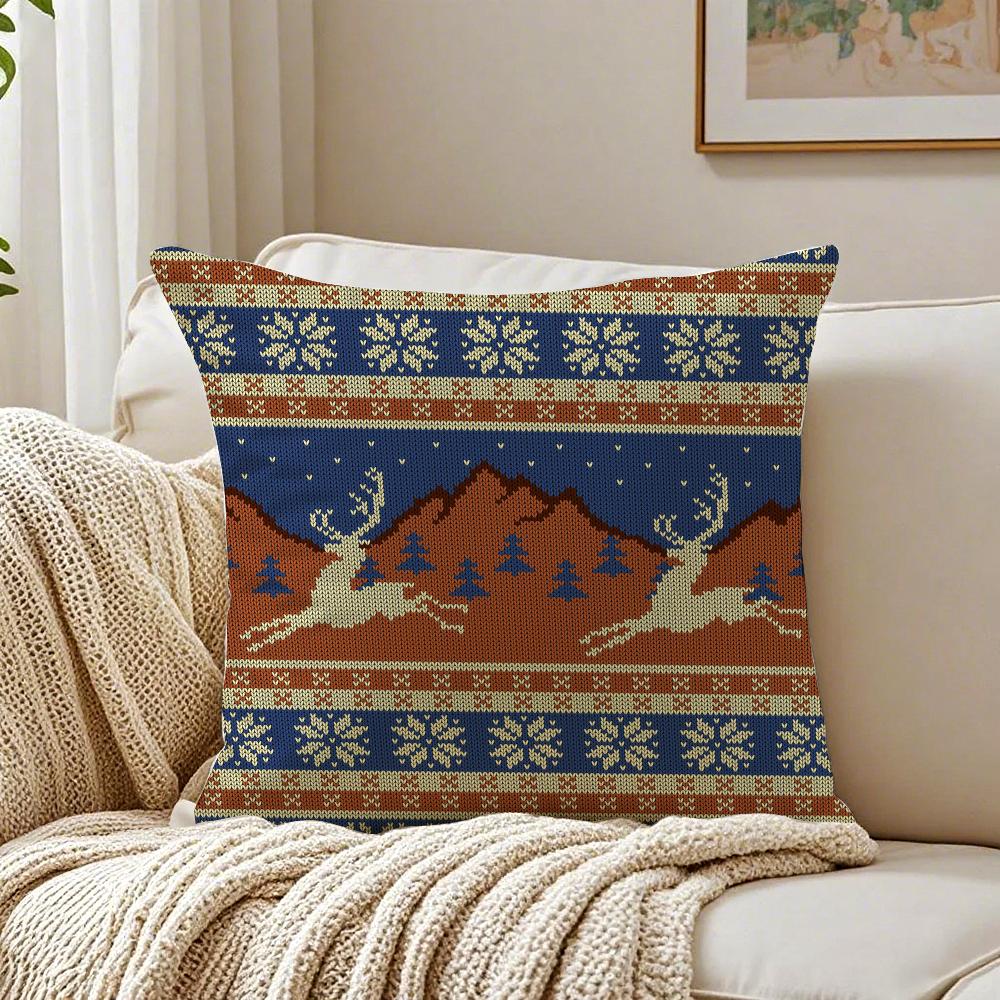 Klassische Strick-Britisches Muster FFair Isle Kissenbezug Kissenhülle Staubmilbenfrei Wohnzimmer Sofa Dekor Kissen Raum