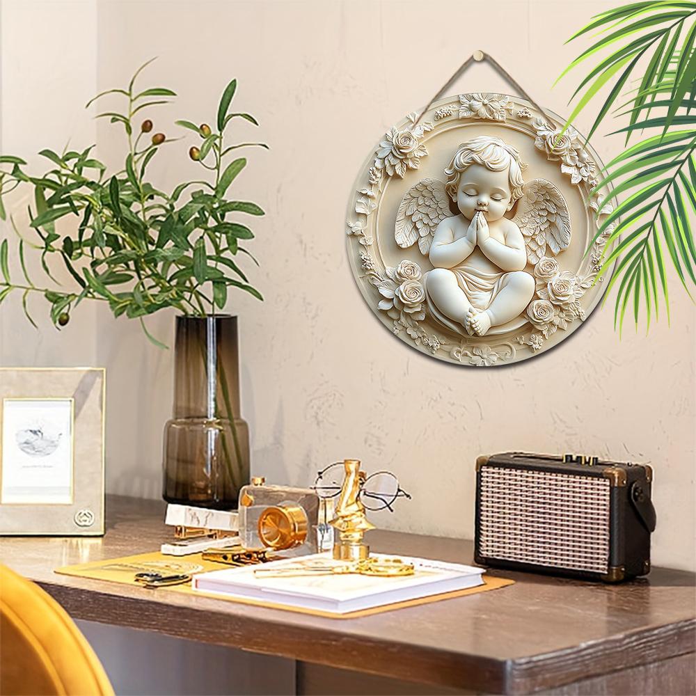 Cute angel pattern pendant, home wall or door decoration, 2d flat wooden, Christmas decoration, gifts for friends and family