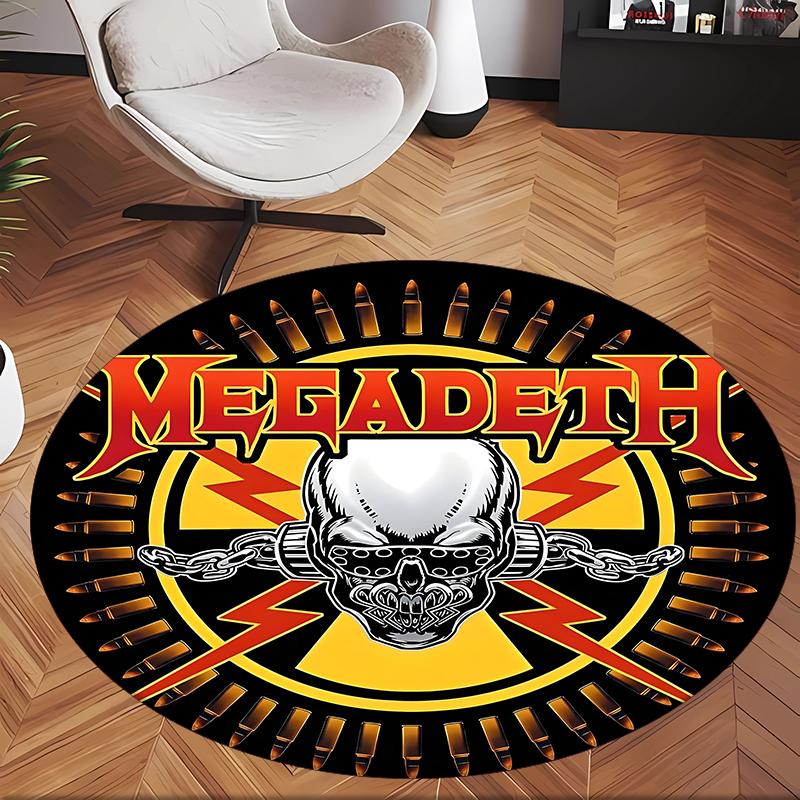 Megadeth (1) Tappeto Rotondo per Ufficio Tappeto Decorativo per Pavimento per Ufficio Camera da Letto Soggiorno e Spazio Domestico
