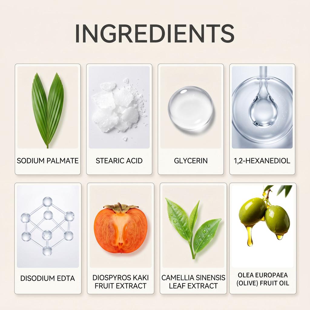 100g Persimmon Nourishing Cleansing Soap, Rich Foam Refreshing Fragrance Body Soap, Full Body Use Soap Without Tight Feeling After Washing