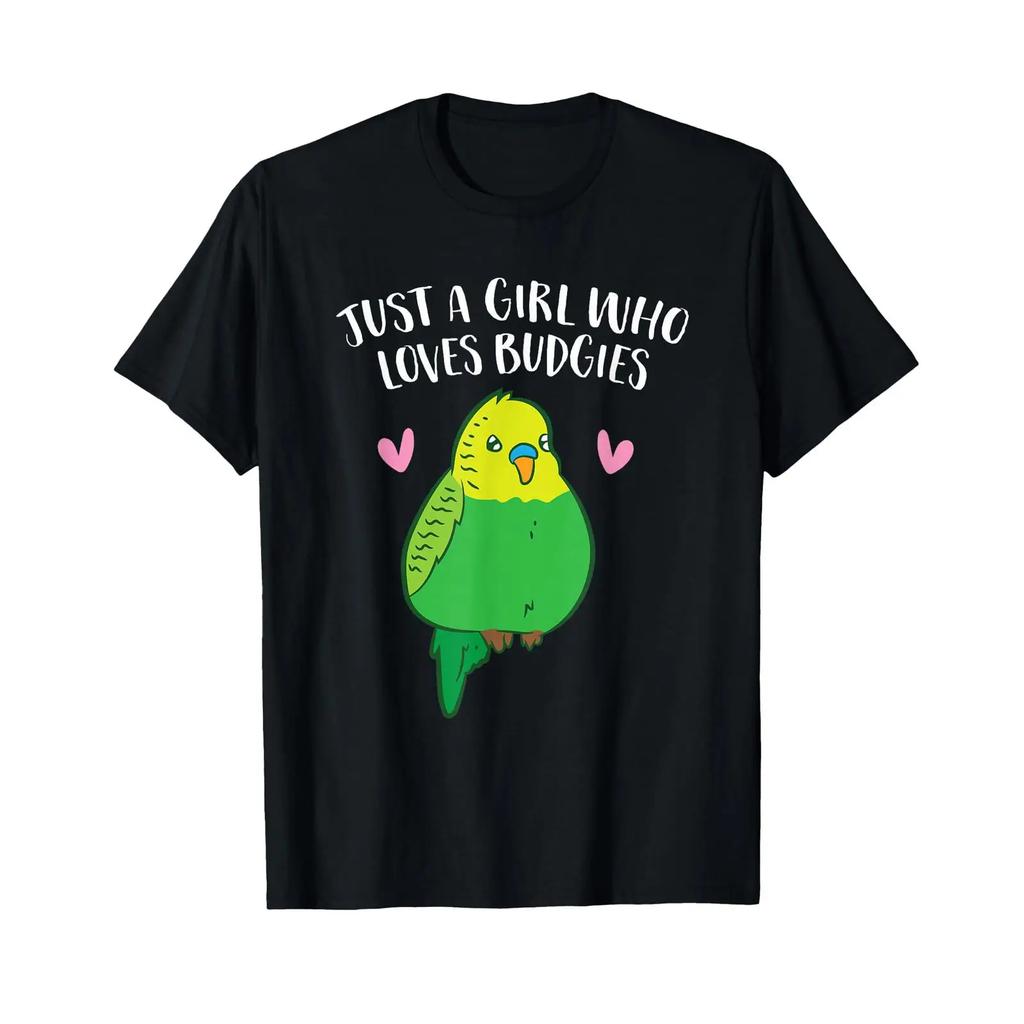 Just A Girl Who Loves Budgies Cute Birds Love Budgie T Shirt Vintage Washed Breathable Designer Clothes Stretched Stylish
