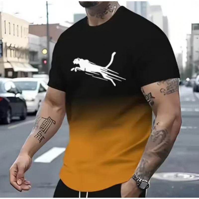 Men's Animal Pattern T-Shirt Printed Shirt Men's Sports Casual Trendy Fashion Short Sleeve T-Shirt