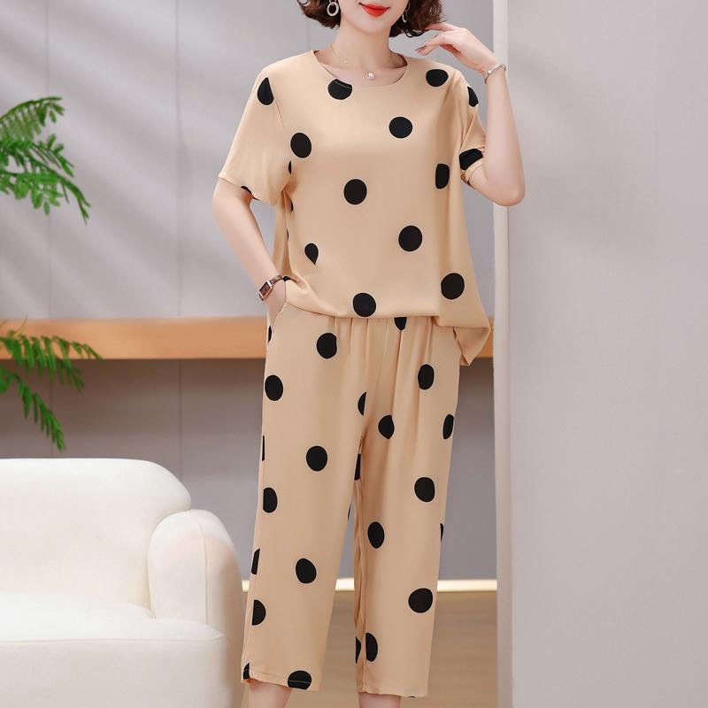 

Великі розміри 3XL-8XL Літні великі комплекти з 2 предметів Жіночий одяг Елегантні з коротким рукавом Повсякденні Вільні Широкі штани 8XL хакі