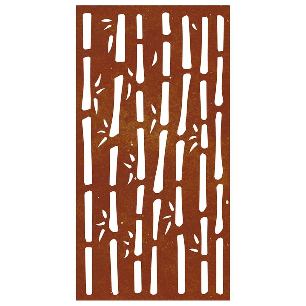 Vidaxl Ogrodowa Dekoracja Ścienna, 105X55 Cm, Stal Kortenowska, Bambus