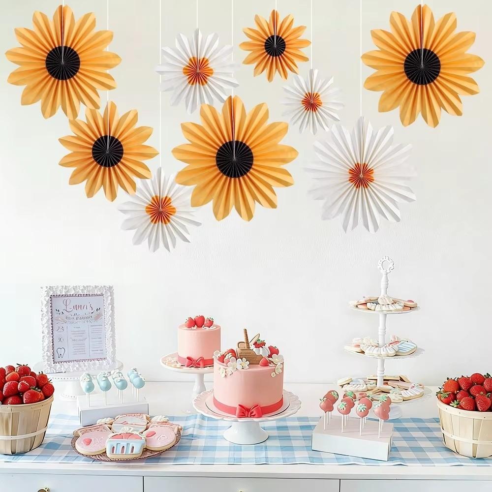 9pcs/set Hanging Artificial Paper Flower Multicolor Flower Wreath  Holiday Theme Decorations