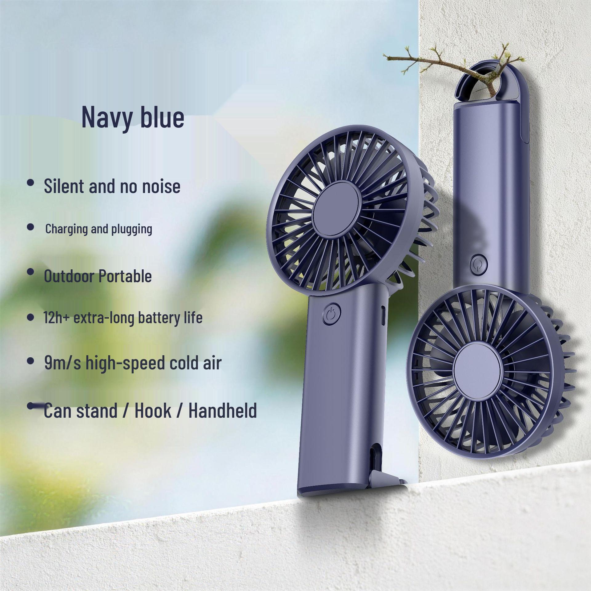 2026 Portable USB Rechargeable Mini Turbo Fan & Silent Handheld AC Hook + Data Cable + Color Box