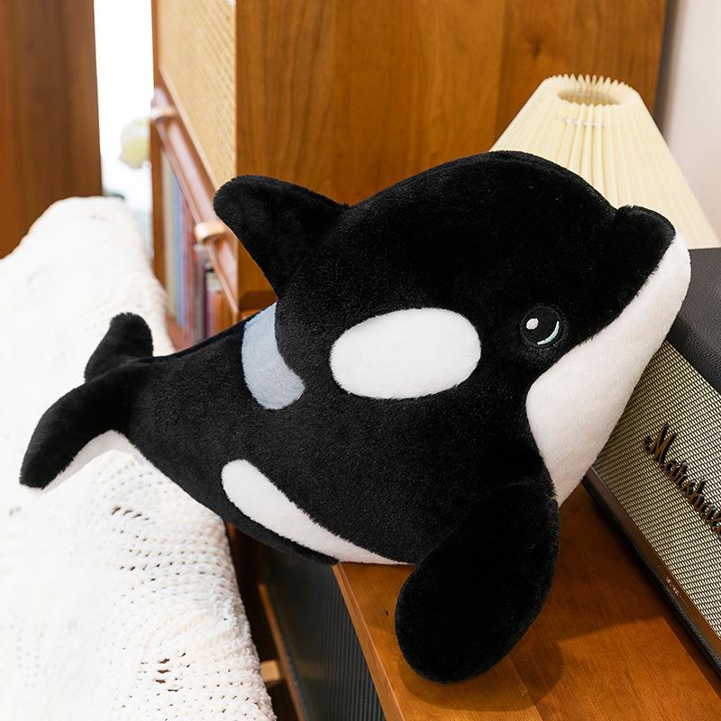 Black and white killer whale doll plush doll sleeping whale plush toy rag doll boy children's birthday gift