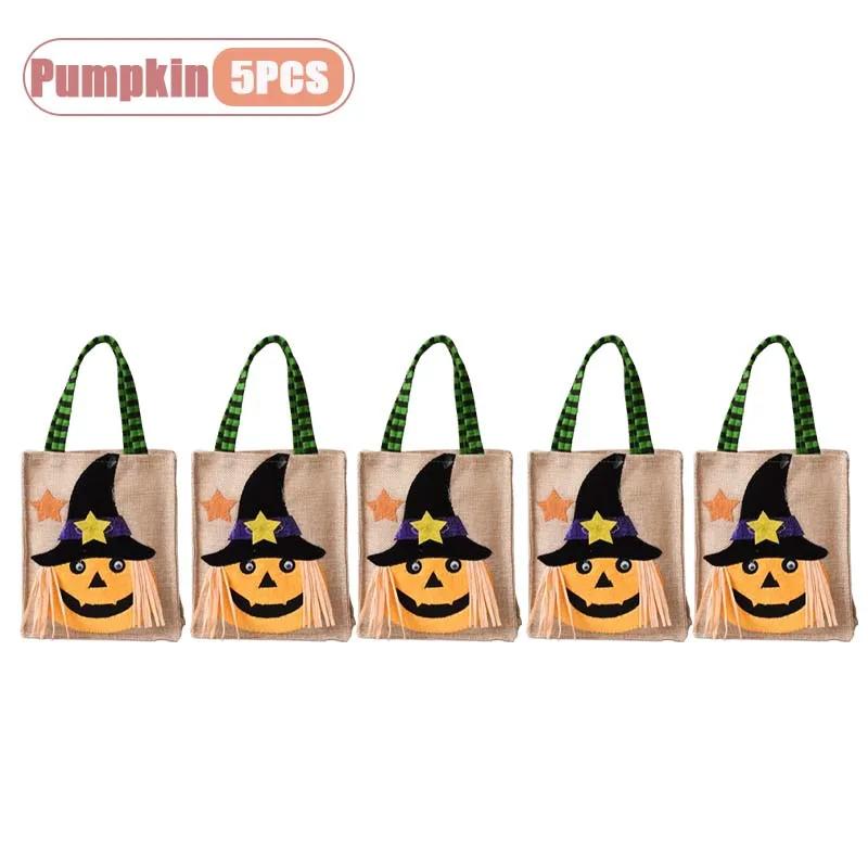 1-10PCS Halloween Treat Bags with Handles for Kids Candy Gift Supplies Party Favor Packaging Bag for Trick or Treat Decoration