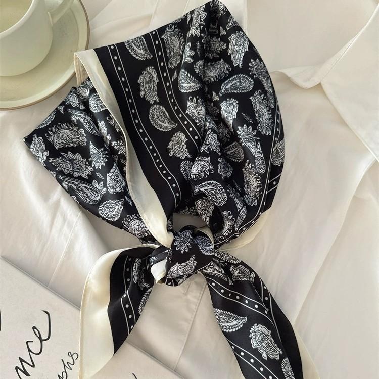 New Small Square Scarf Simple High-end Cashew Flower Waist Silk Scarf Women's High-end Fashion Versatile Belt Accessories