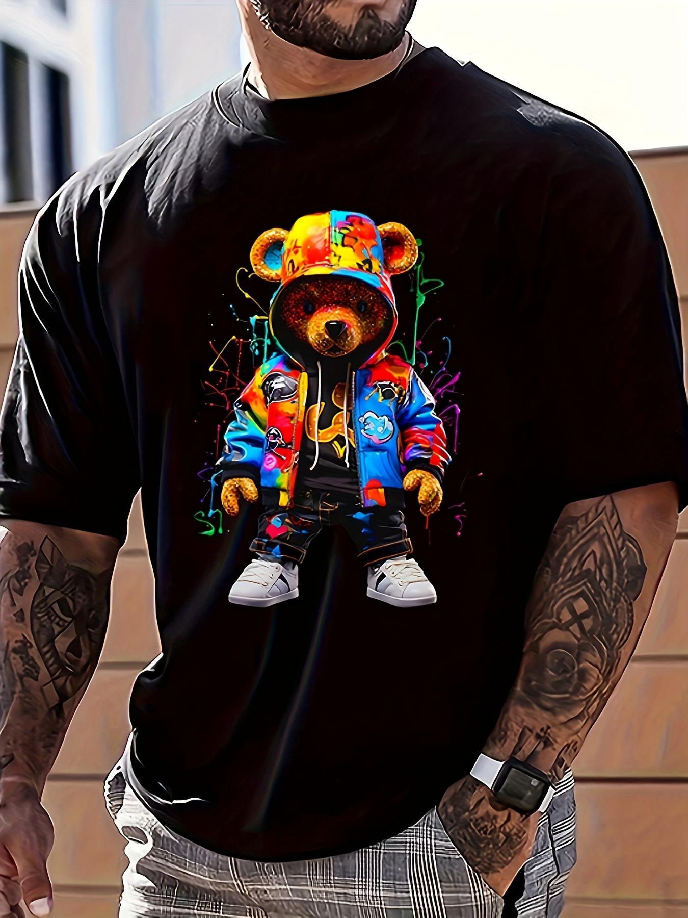 Men s Graphic T-Shirt - Modern Streetwear Tee with Bold Bear Design XL
