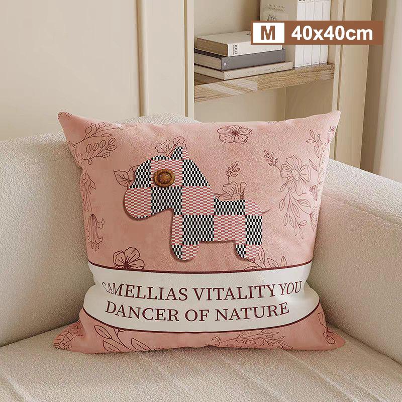 Cute Pony Sofa Pillow Living Room Pillowcase Removable Window Cushion Bed Headrest Pillow Washable Year Of The Horse Bay