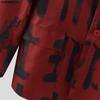 INCERUN Oversized Spring Men Lapel Neck Long Sleeve Print Button Thin Blazer Coats