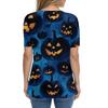 Women's T Shirt Tee Halloween Printed Button Short Sleeve Tunic Daily Weekend Fashion Basic V- Neck Regular Top