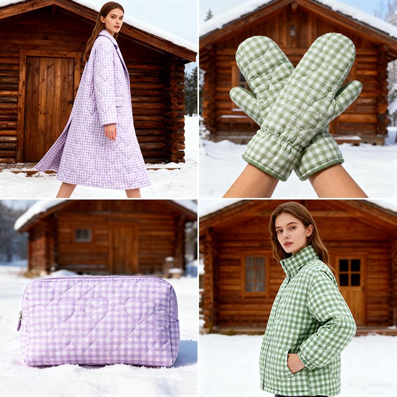 0.5/1/2 Yards Pure Cotton Grid Quilted Cotton Fabric for Winter Coat Gloves Pet Beds Makeup Bags Handmade DIY Clothing Fabrics