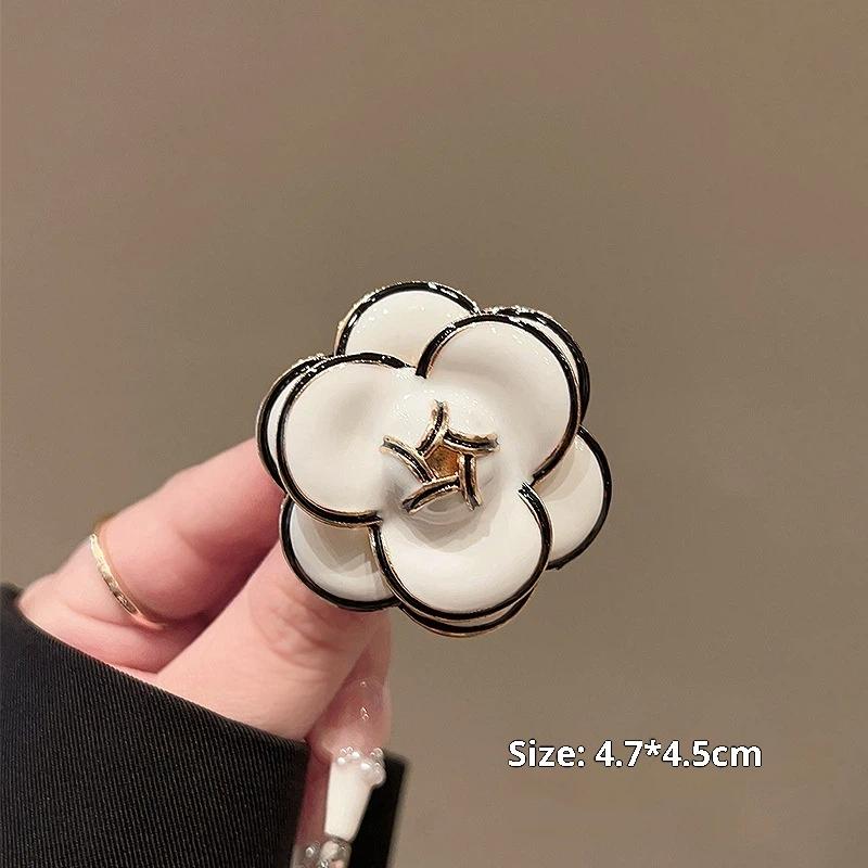 Black White Fabric Camellia Flower Brooches For Woman Men Mourning Brooch Pins Dress Shirt Fashion Accessories