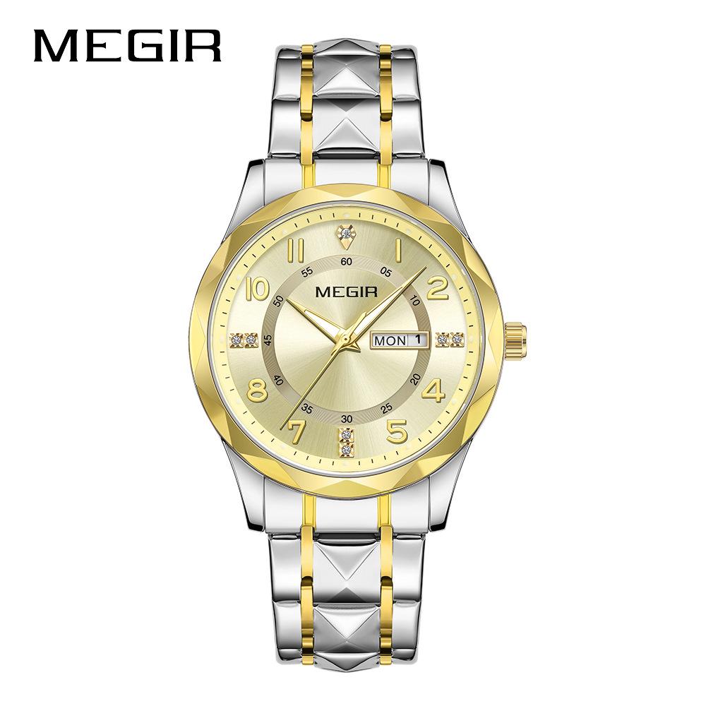 

MEGIR Men Watches Waterproof Stainless Steel Date Watch Man Waterproof Quartz Luminous Wristwatch Relogio Masculino