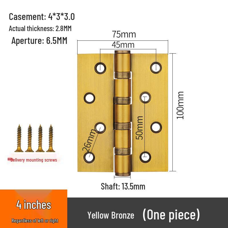 304 Stainless Steel American-Style Widened Hinge for Wood, Metal, and Fire Doors