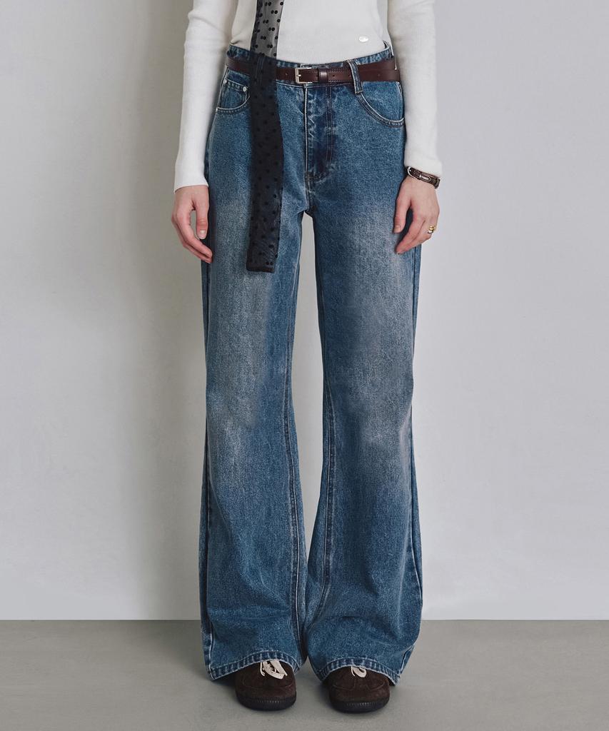 Keoseuteomeokeullagumeon Loose Fit Bootcut Denim Pants Black Cowpt002Black