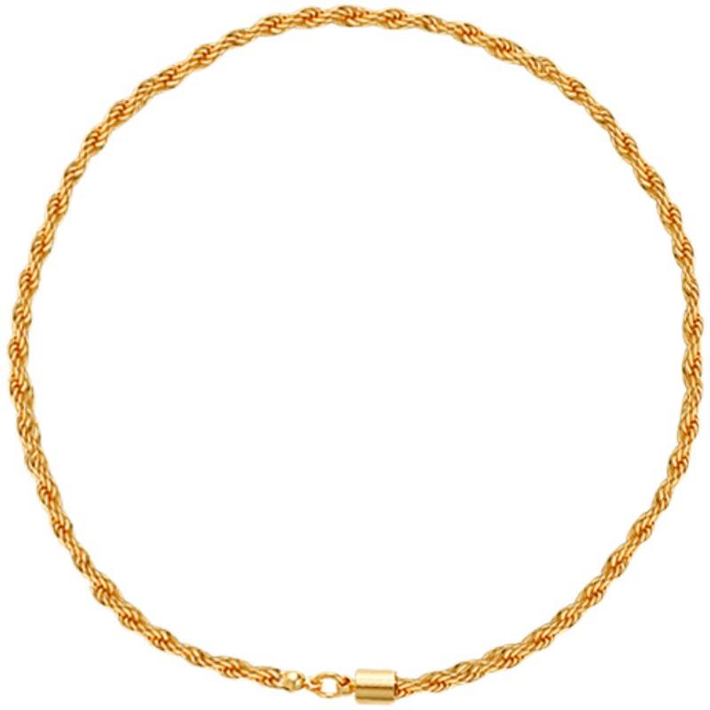 Halskette mit goldfarbenem Seil aus Edelstahl, Statement-Swag, gedrehte Halskette aus 316L-Edelstahl