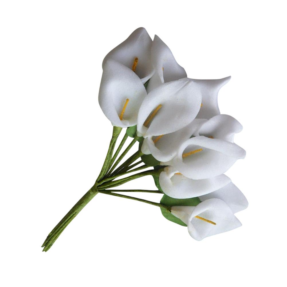 12 шт. Искусственные Каллы Мини Реалистичные Цветы для Свадебного Букета Свадебная Вечеринка Домашний Декор Искусственные Цветы Каллы белый