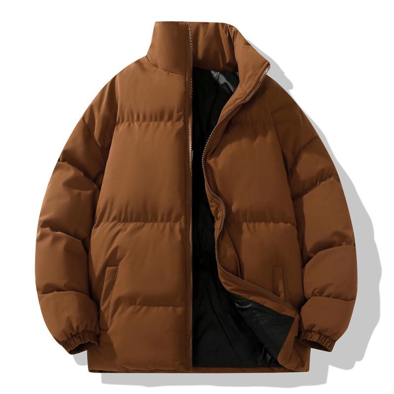 

Зимняя хлопковая одежда с подкладкой Мужская большого размера Стойка воротник Хлопковая одежда с подкладкой Пуховики Модные трендовые куртки Повседневные сумки Короткие куртки M кофейный