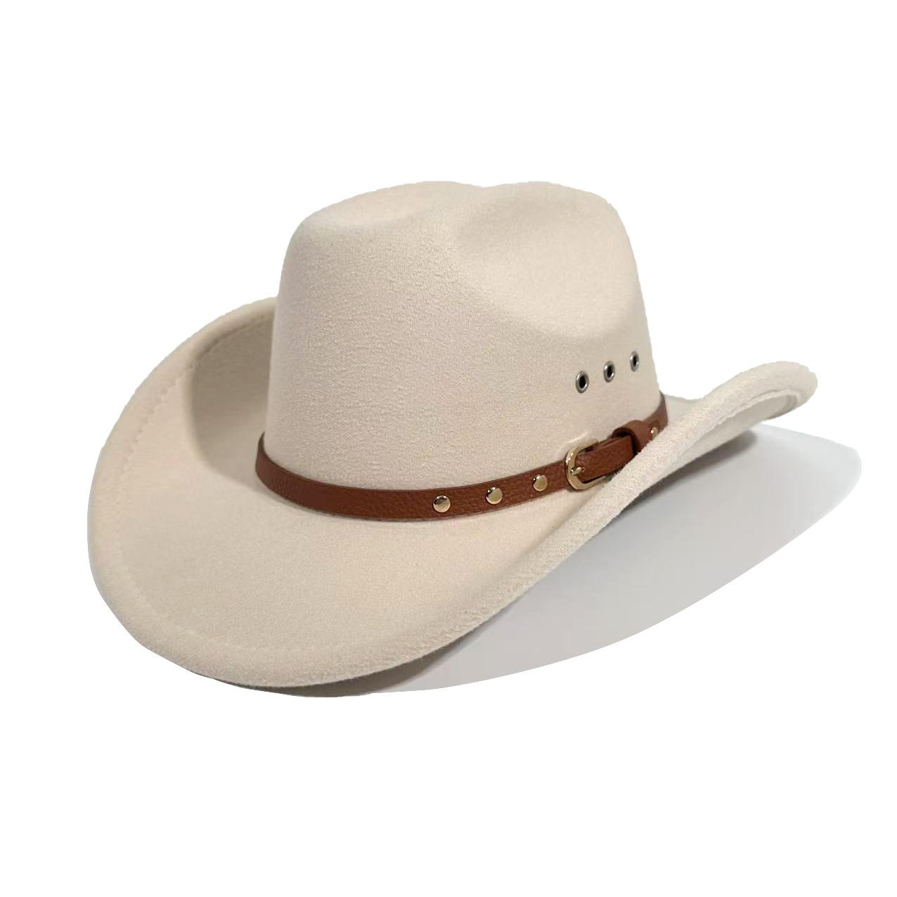 Charm Clothings Women's White Top Hat Western Cowboy Hat Retro Men's Felt Hat Jazz Hat 56-58Cm