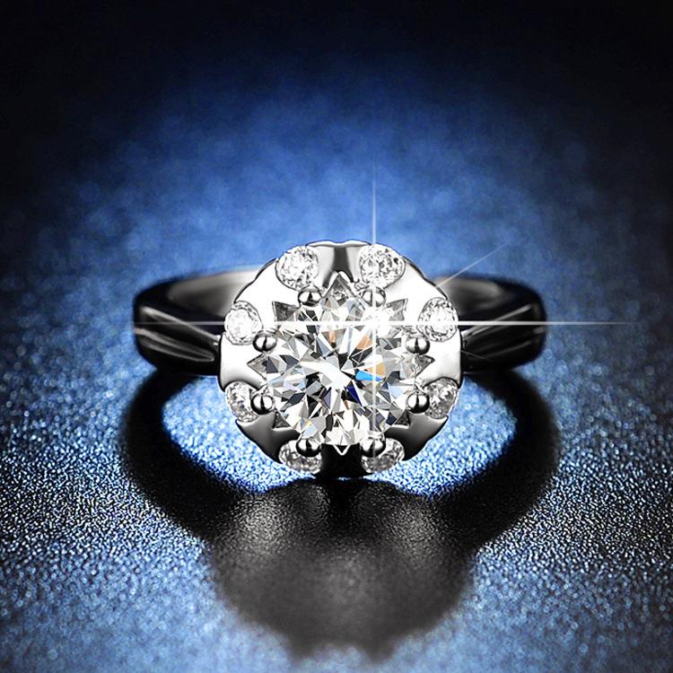 Symulacja Pierścionek z Diamentem Mozzarella dla Kobiet Inkrustowany Luksusowy Okrągły Pierścionek Torebka Temperament Modny Pierścionek z Kwiatkiem na Rękę