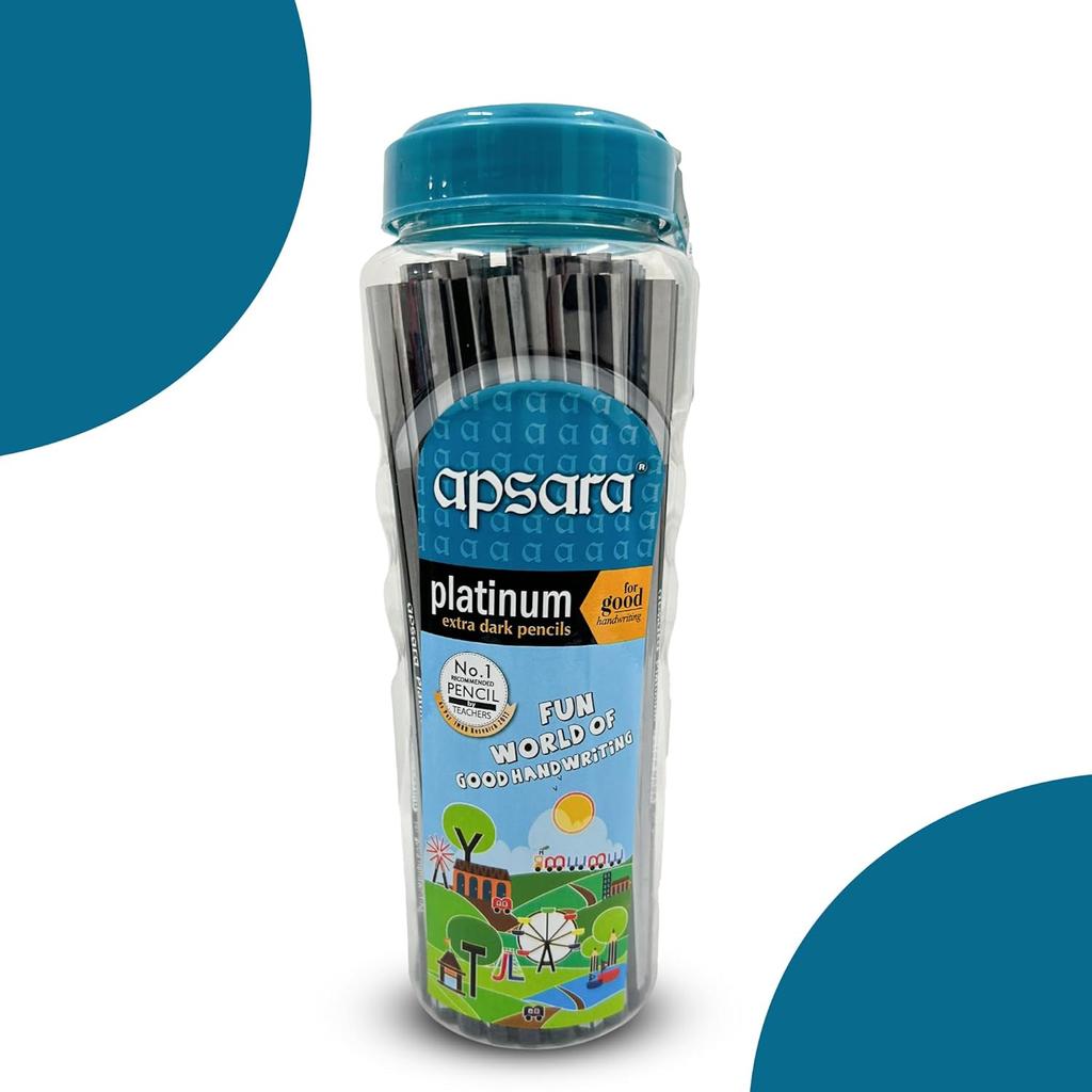 Apsara Platinum Jar Extra Dark Pencils for Writing Practice, School Drawing & Handwriting Improvement Combo of 50