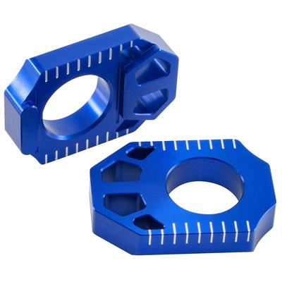 ZETA RACING Rear Axle Blocks (Blue) for YZ125/250/125X/250X Etc. (DIRT FREAK F7035)