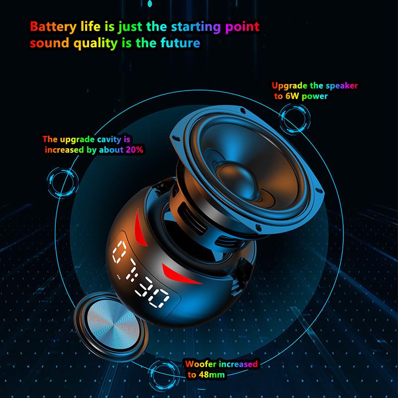 Portable Cute Little Devil AI Smart Bluetooth Speaker 3D Stereo Subwoofer Mini LED Digital Clock Alarm Clock Waterproof HIFI Music Box