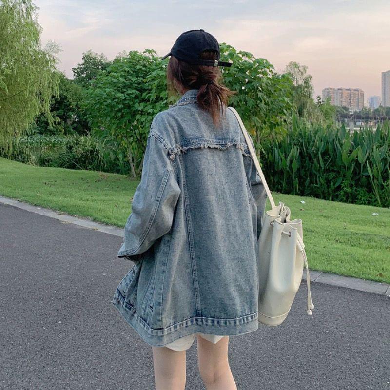 Spring 2025 Women's Retro Loose Ripped Denim Jacket