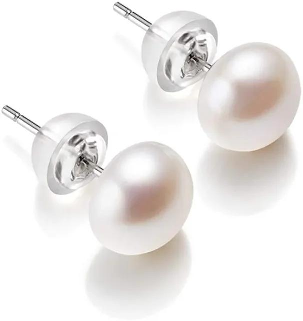 HENGSHENG White Cultured Freshwater Pearl Earrings For Women Classic 925 Sterling Silver Jewelry Gold Stud Earrings Dropshipping