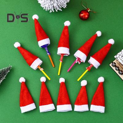 10Pcs Mini Santa Hat Wine Bottle Covers Plush Christmas Tableware Holder Velvet Lollipop Caps Xmas Party Decoration