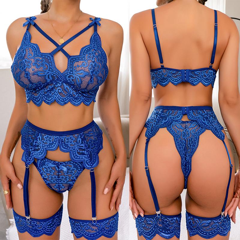 Sexy Erotic Lingerie Women Bra And Panty Garters 3pcs See Through Lingerie Sets Sexy Women's Underwear Set Sexy Costumes