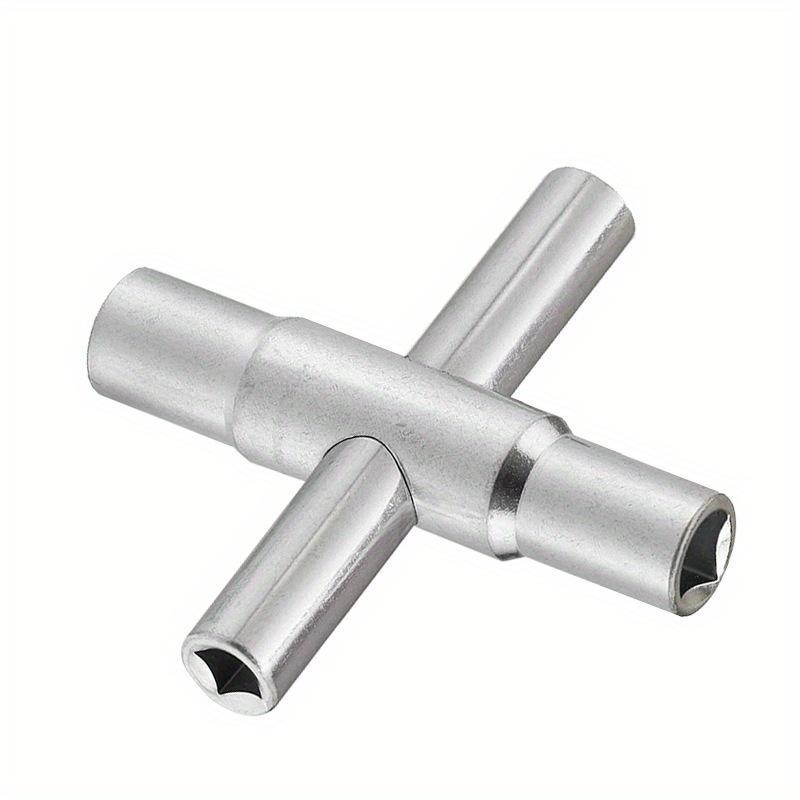 Stříbrný klíč 4 v 1 Křížový kohout Klíč Čtvercový klíč Ruční klíč do koupelny