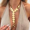Collana a Y Chunky Dischi Metallici Choker Dischi Moneta Testurizzati Pendente