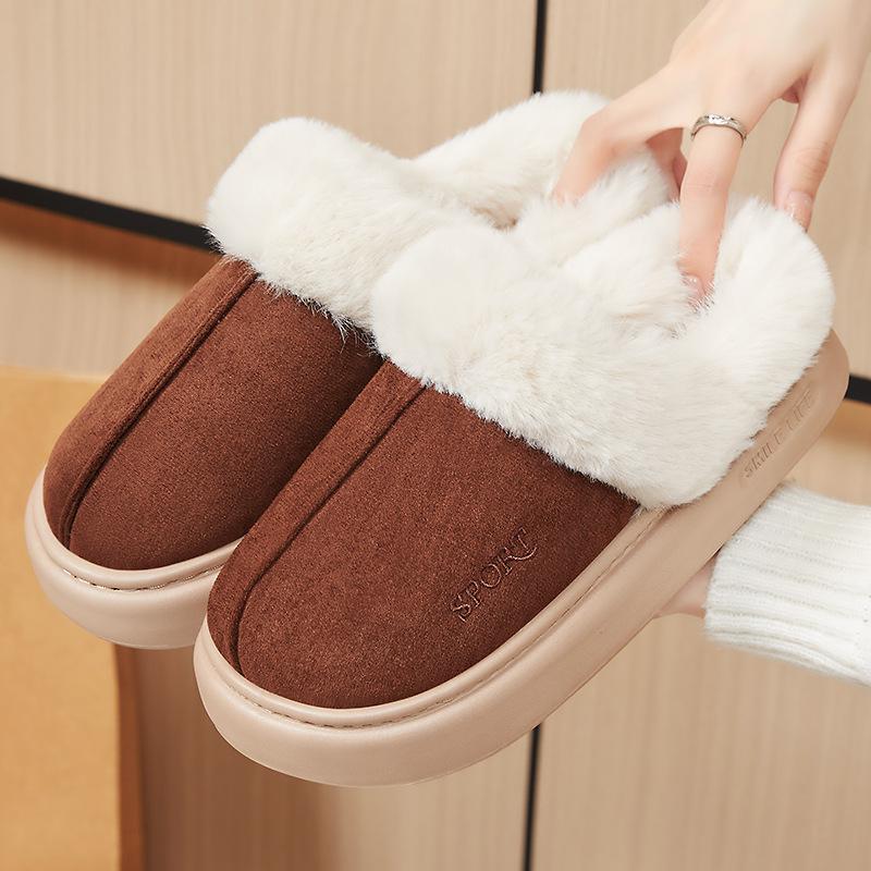 Women's Plush Lining Cotton Shoes-One Foot Stirrup Soft Sole Slippers Home Outdoor Slippers Thickened Warm Lightweight Comfortable Shoes
