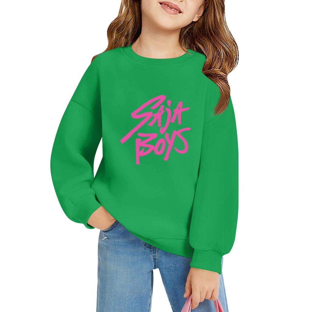 Kids' Long Sleeve Loose Pullover Letter Printed Round Neck Sweatshirt