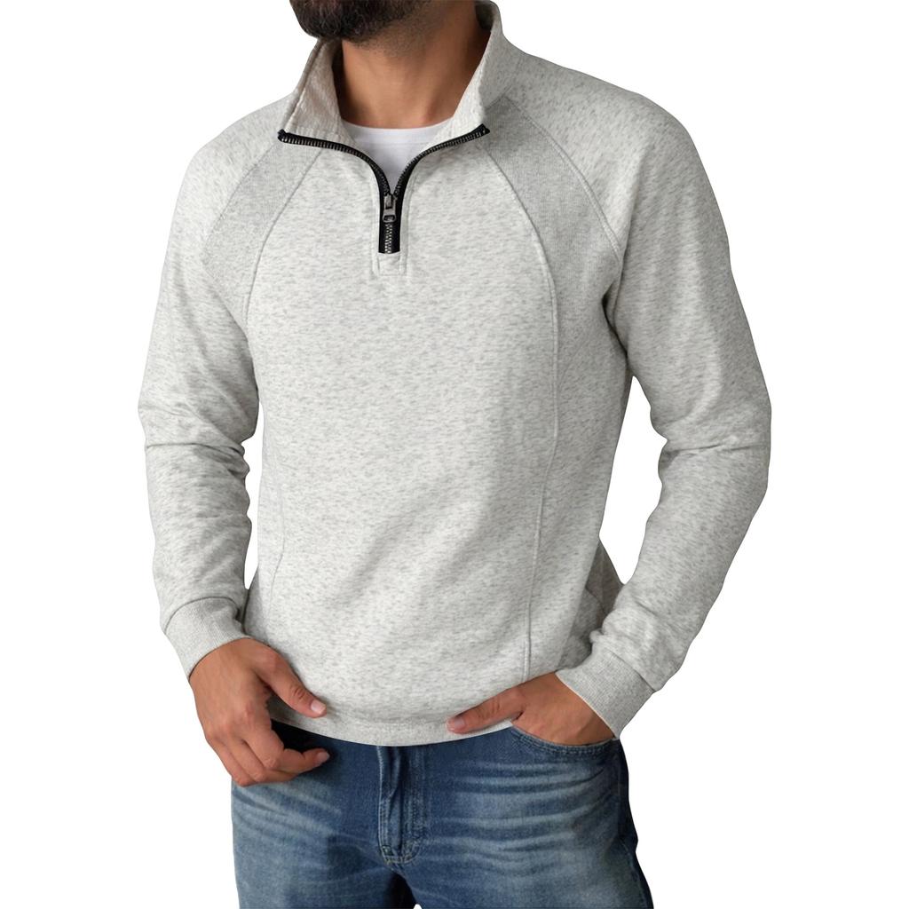 Men's Half Sleeve Stand Collar Long Sleeve Sweatshirt Casual Tailoring Craft Top