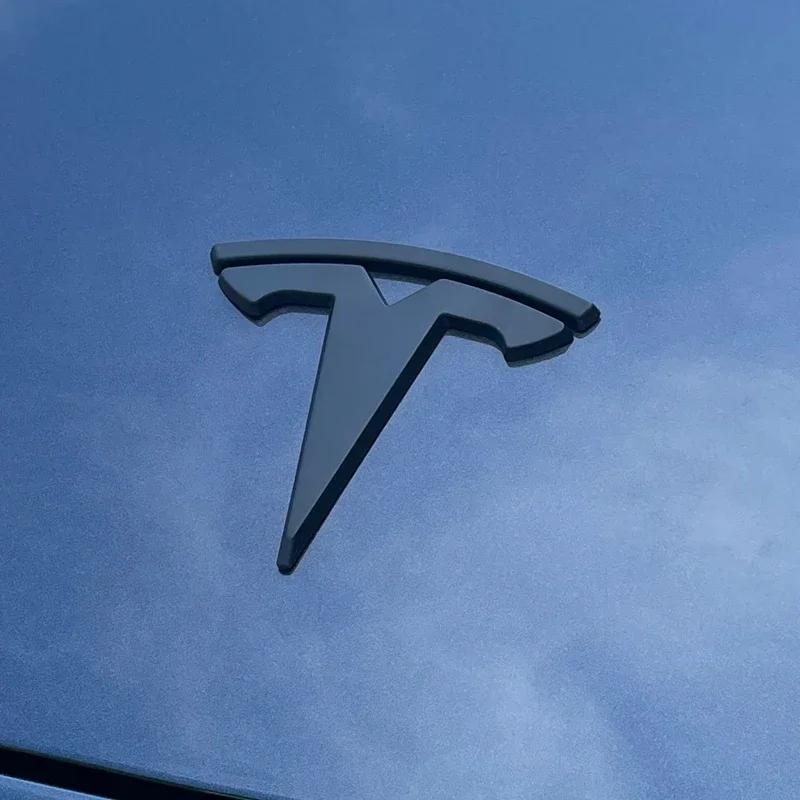 ZFX1 3pcs Car Front Rear Emblem Sticker Black for Tesla Model 3 Model Y Tail Box Auto Steering Wheel Decoration Modified Accessories