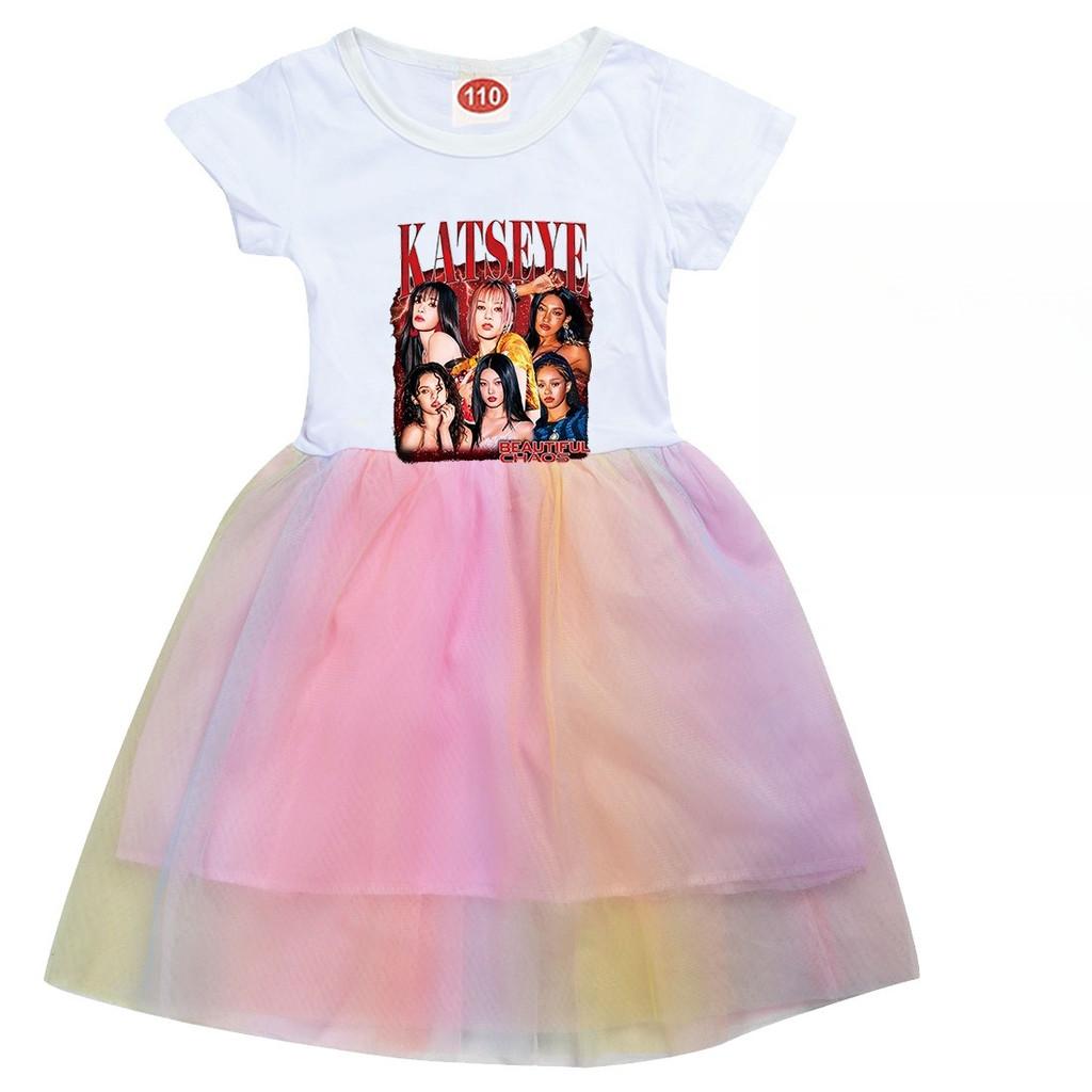 

9198 Colorful Girls MANON SOPHIA DANIELA LARA MEGAN YOONCHAE Print Short Sleeve Rainbow Dress 100cm белый