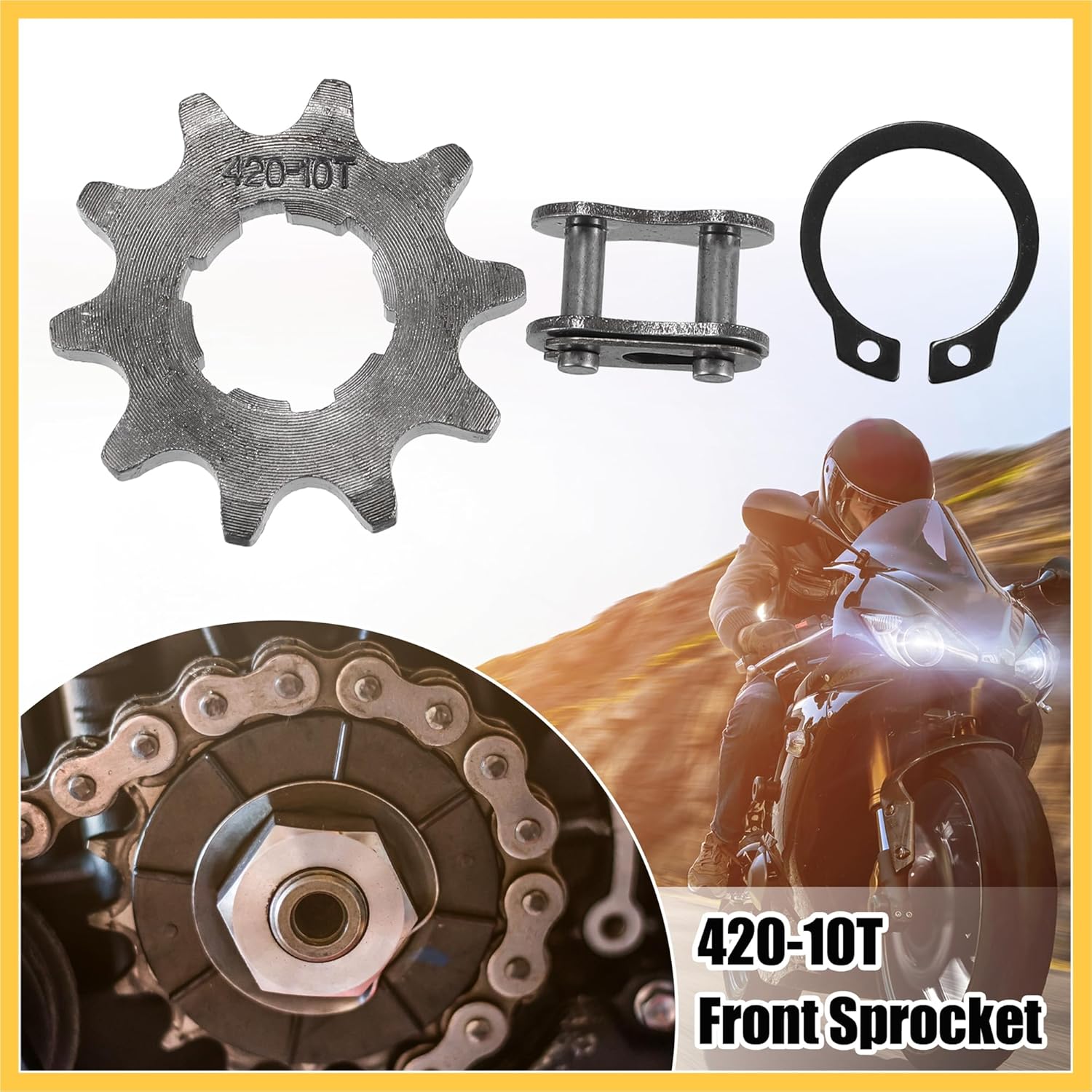 

1 Set 420 10T 20mm Motorcycle Front Engine Sprocket for 50cc 70cc 90cc 110cc 125cc Dirt Pit Bike Mini Bike ATV Auto Replacement Parts