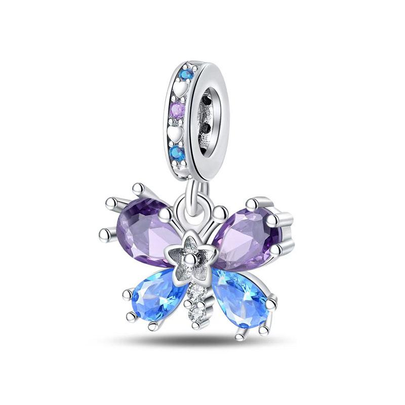 Newcopper Bead Charm Spring Series Sparkling Butterfly Dangle Charm Diy Fit Original Pand Bracelet Women Jewelry Gift