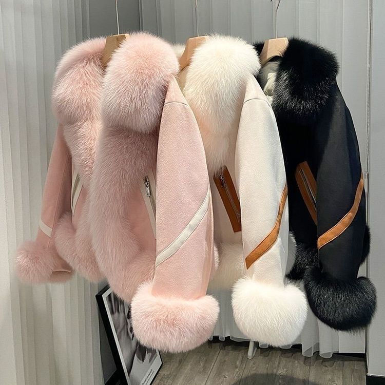 New Imitation Fox Fur Coat Women Autumn Winter Fashion Short Add Cotton Thick Warm Suede Overcoat Female Slim Outwear